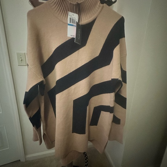 Black and Camel colored W/Stripes Sweater Dress - Picture 4 of 8